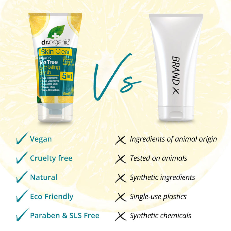 Dr Organic, Organic Skin Clear Face Scrub , Natural , Vegan , Cruelty Free , Paraben & SLS Free , Exfoliating , 150ml - BeesActive Australia