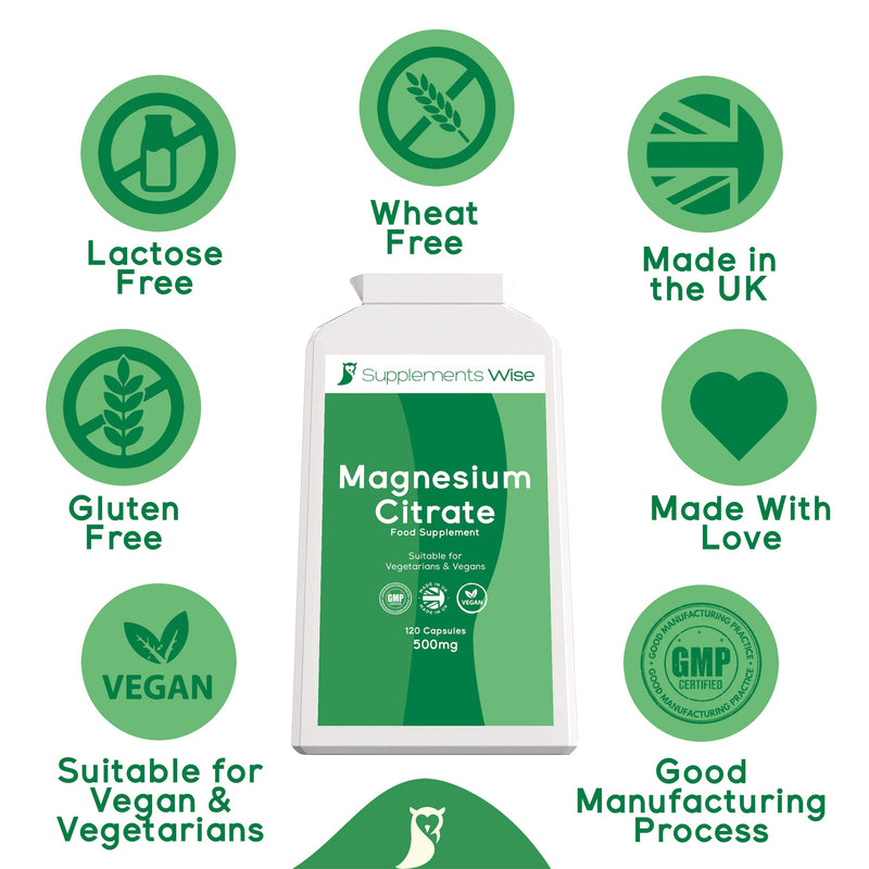 Magnesium Citrate Capsules - Magnesium Supplement for Women or Men - 120 Magnesium Supplements 500mg - Magnesium Tablets One a Day - Restless Leg Syndrome Relief - Premium Magnesium Citrate Tablets - BeesActive Australia