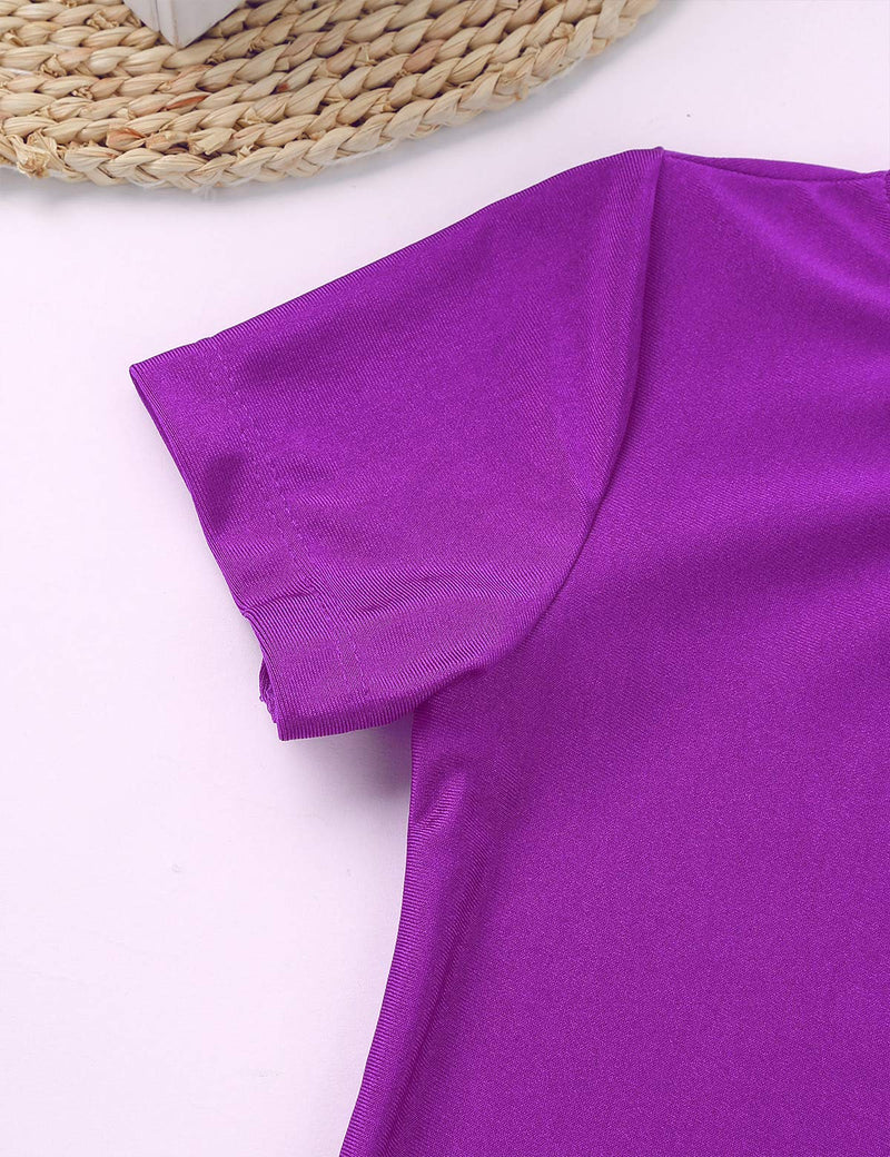 easyforever Unisex Kids Boys Girls 1Piece Solid Color Ballet Dance Leotard Stretchy Gymnastic Workout Jumpsuit Purple 8 - BeesActive Australia