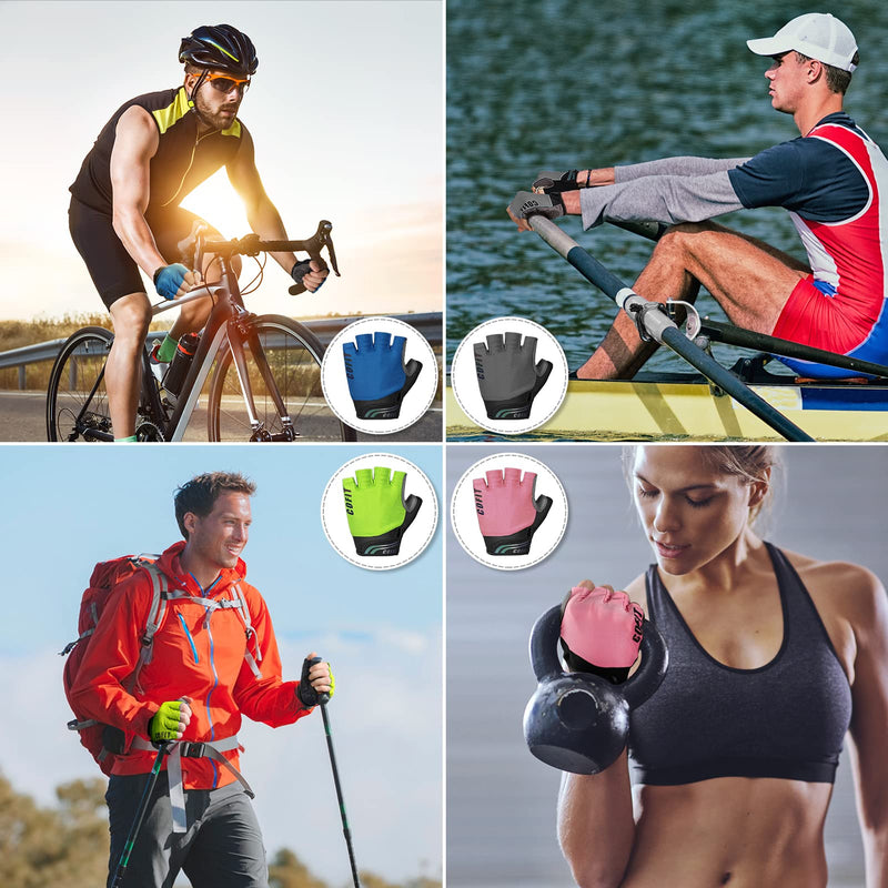 COFIT Half Finger Cycling Gloves, Breathable and Anti-Slip Bicycle Gloves Unisex with Shock Absorbing Pads for Summer BMX MTB Riding, Road Racing and Workout Blue Small - BeesActive Australia
