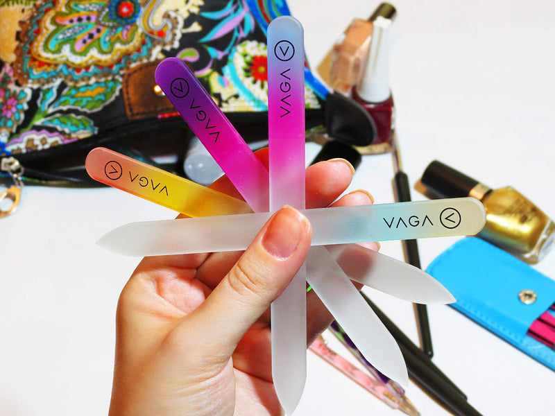 VAGA Crystal Glass Nail File Set of 4 Nail Care Crystals Glass Nail Files in Cheeky Colors, Fingernail File for Manicure, Nail Strengthener hardener, Nails Buffer for Natural and Acrylic Nail filer - BeesActive Australia