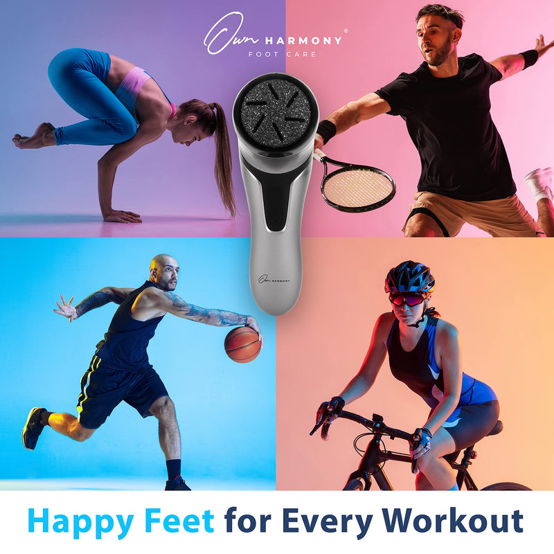Own Harmony Electric Hard Skin Remover with Vacuum Absorption - Professional Pedicure Tools for Pedi Callus Foot Care - 3 Rollers Electronic Feet File CR2100 - Best for Dry, Cracked Heels (USB Cord) Quantum Silver - BeesActive Australia