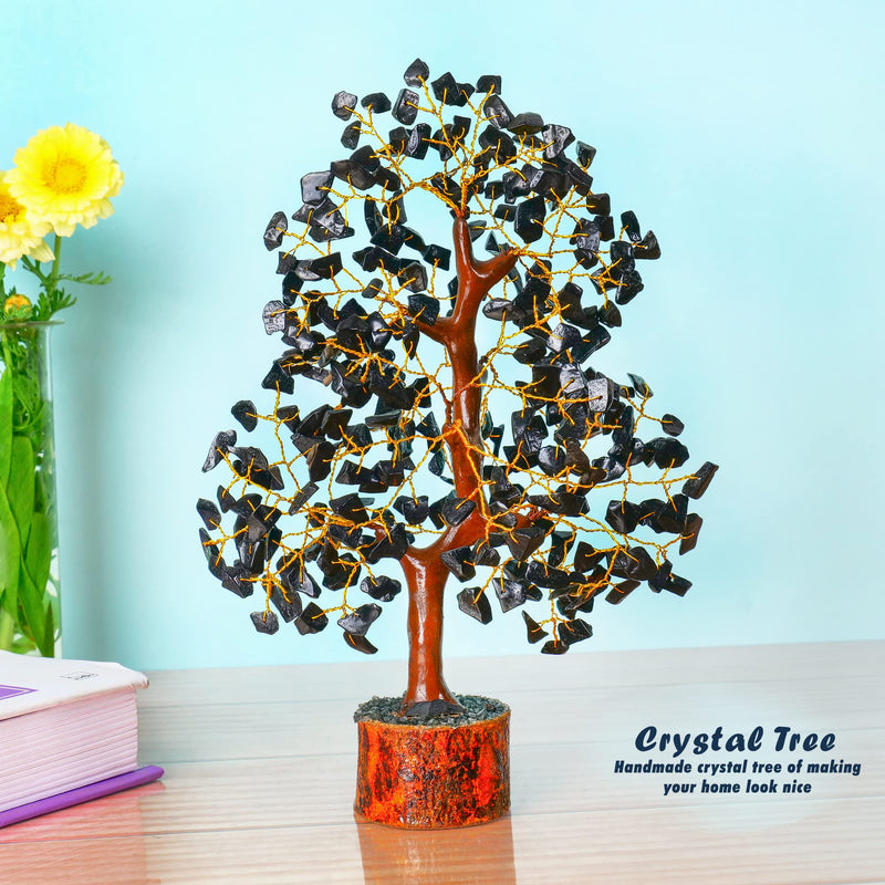 YATHABI Black Tourmaline Golden Wire Handmade Gemstone Tree Feng Shui Bonsai for Attracting Positive Energies Chakra Balancing Aura Cleansing Crystal Healing Home D�cor Size Approx. 10-12 Inch� - BeesActive Australia