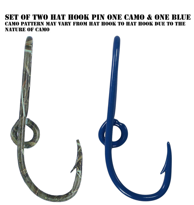 [AUSTRALIA] - BT Outdoors Two Eagle Claw Camo and Blue Fish Hook Hat Pin Camo Fish Hook Money/Tie Clip- Set of Two Cap Clips one Camo and one Blue 