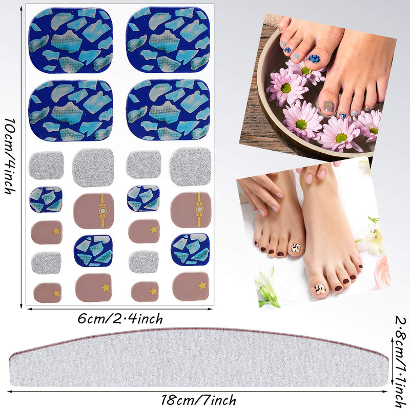 264 Pieces 12 Sheets Full Wraps Toenail Polish Stickers Mermaid Design Toenail Art Polish Stickers Strips Glitter Self-Adhesive Toenail Art Decals with Nail File for Women Girls (Retro Style) Retro - BeesActive Australia