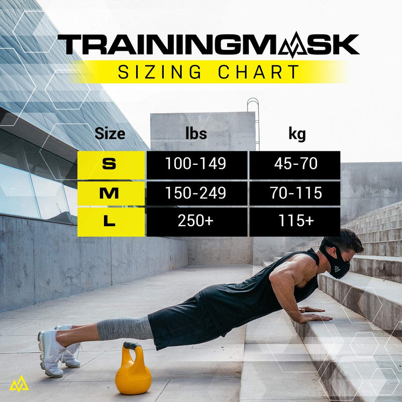TRAININGMASK Training Mask 2.0 - for Endurance - Increase Your Sports Performance, Endurance, Weight Lifting, Workout, Running Altitude Mask, Fitness Running, Manufactured in USA Black Medium - BeesActive Australia