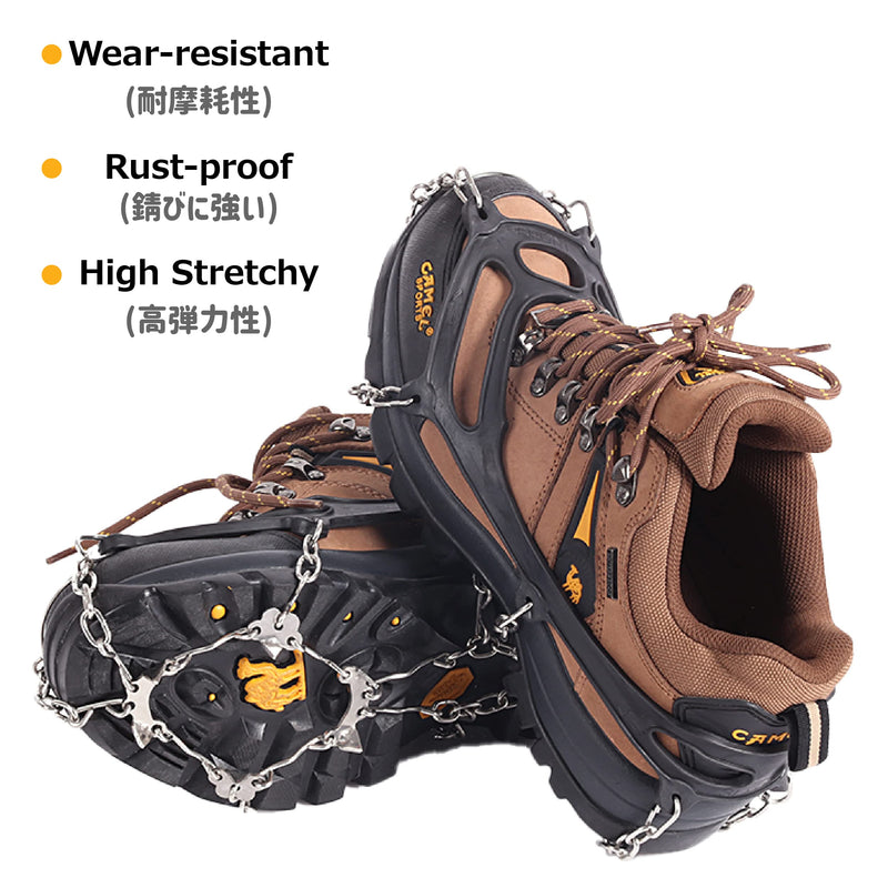 Azarxis Crampons Ice Traction Cleats, Ice Snow Grips for Boots and Shoes, Anti Slip 19 24 Stainless Steel Spikes, Safe Protect for Women Men Walking, Jogging, Climbing or Hiking Black - 8 Spikes Large - BeesActive Australia