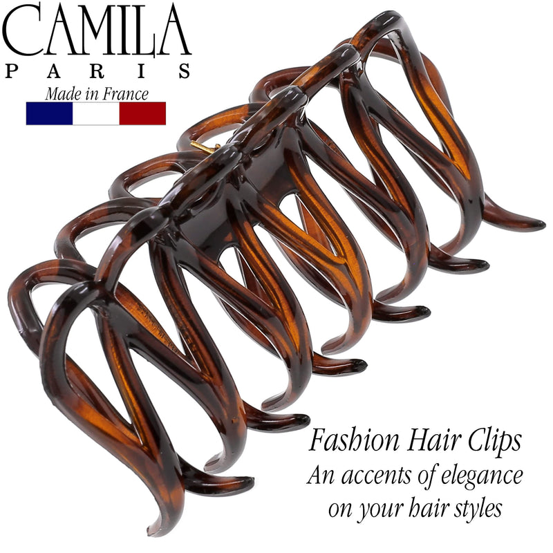 Camila Paris CP3519 French Large Hair Clips for Women Thick Hair for Long Wavy Curly Hair, Girls Hair Claw Clips Styling Big Hair Clip for Thick Hair, Strong Hold No Slip Grip Claw Clip Made in France Tortoise Shell 4" - BeesActive Australia
