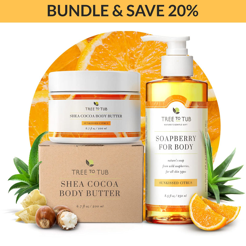 Shea Body Butter - Citrus Shea Butter Body Lotion by Tree to Tub for Sensitive Skin - Shea Butter Cream with Butter Oils, Anti-Aging Vitamin C - BeesActive Australia