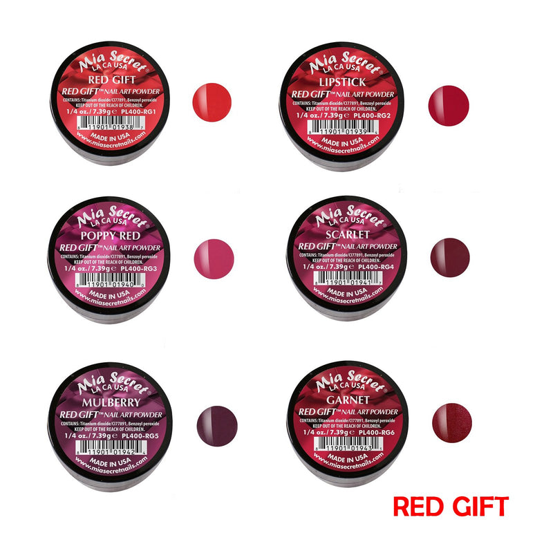 6 Colors Mia Secret Acrylic Red Gift Collection Professional Acrylic Nail System Powder 0.25oz/ea. - BeesActive Australia
