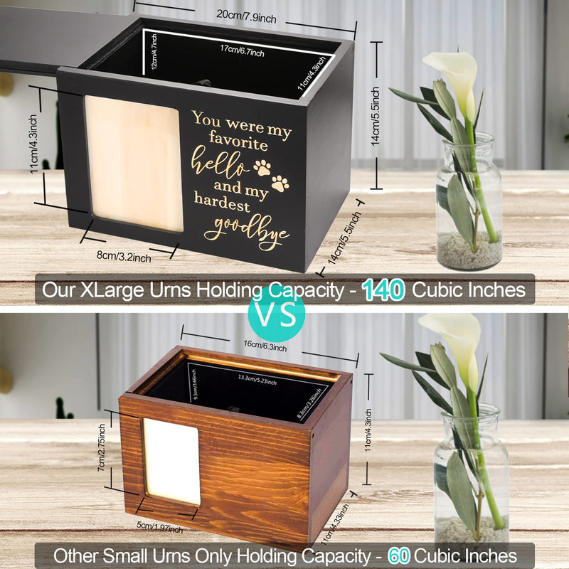 Pet Memorial Urns for Dog or Cat Ashes, XLarge Wooden Funeral Cremation Urns with Photo Frame, Memorial Keepsake Memory Box with Black Flannel as Lining, Loss Pet Memorial Remembrance Gift - BeesActive Australia