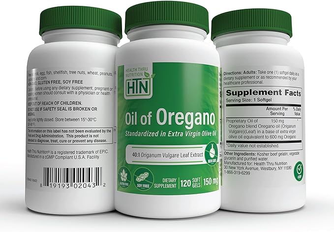 Health Thru Nutrition Oregano Oil No GMO Mini Soft Gel 120 Count - BeesActive Australia
