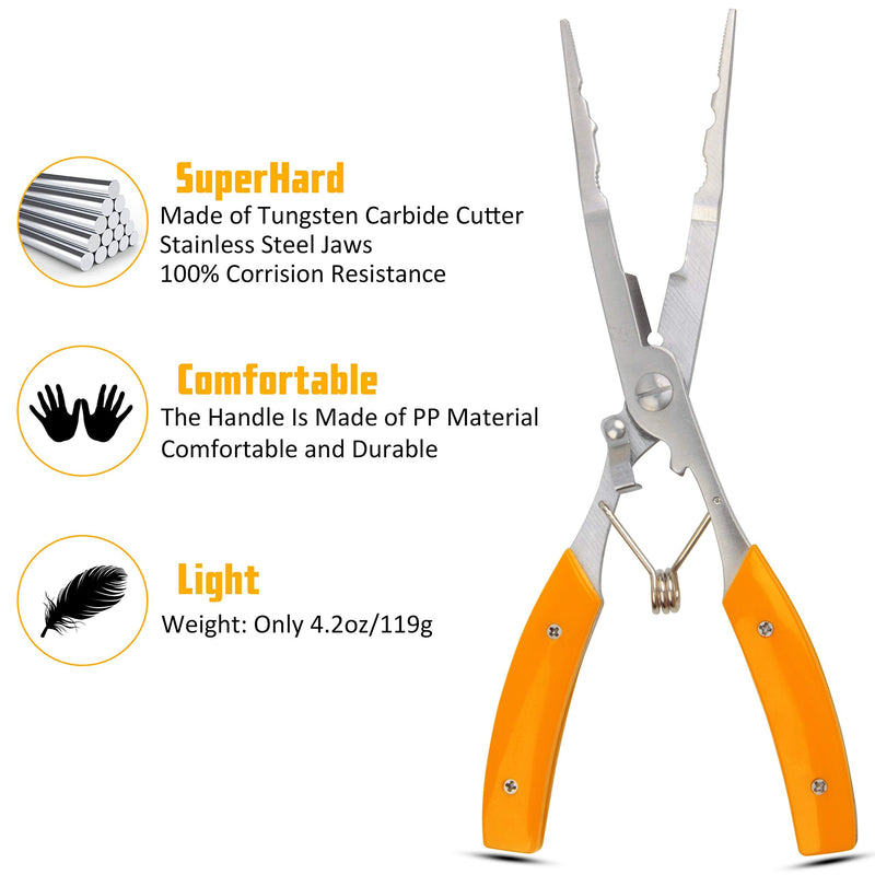 Stainless Steel Fishing Pliers Multi Tool for Fishing Hook Remover Line Cutter Split Ring Opener Crimping Tool Portable Fishing Scissors Forceps Long Nose Fish Pliers Saltwater Freshwater - BeesActive Australia