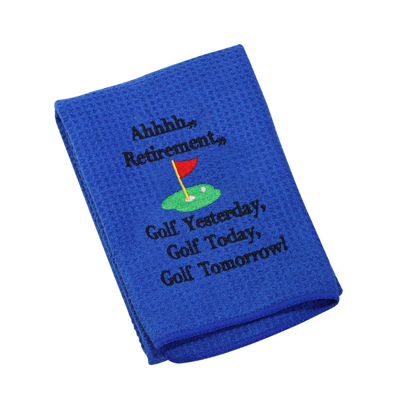 LEVLO Ahhhh Retirement Golf Yesterday Golf Today Golf Tomorrow Embroidered Golf Towel with Clip Golf Gift for Men/Women Ahhhh Retirement - BeesActive Australia