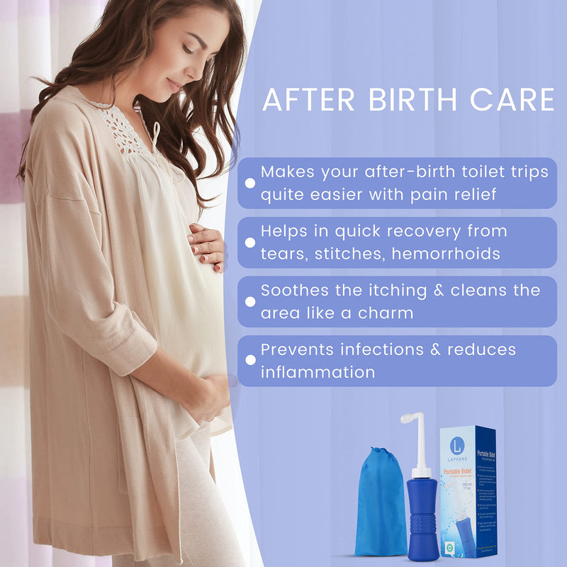 laphang Portable Bidet 500ml Blue Peri Bottle with Waterproof Pouch and Cap – PP + TPR, Leak Proof & Scratch Resistant –Perineal bottle for Postpartum Hemorrhoids Healing, Maternity Kit Essentials 6W-8VRW-ATQ4 - BeesActive Australia