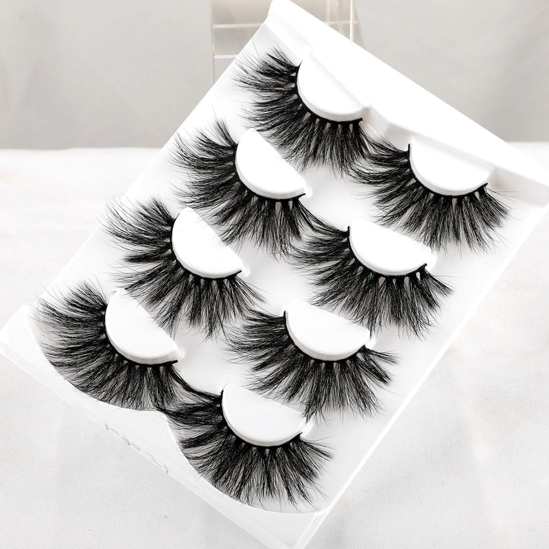 wiwoseo False Eyelashes 25MM Lashes Dramatic Long Fluffy Cross Thick Volume Fake Eye Lashes 4 Pairs Pack 25MM-1 - BeesActive Australia