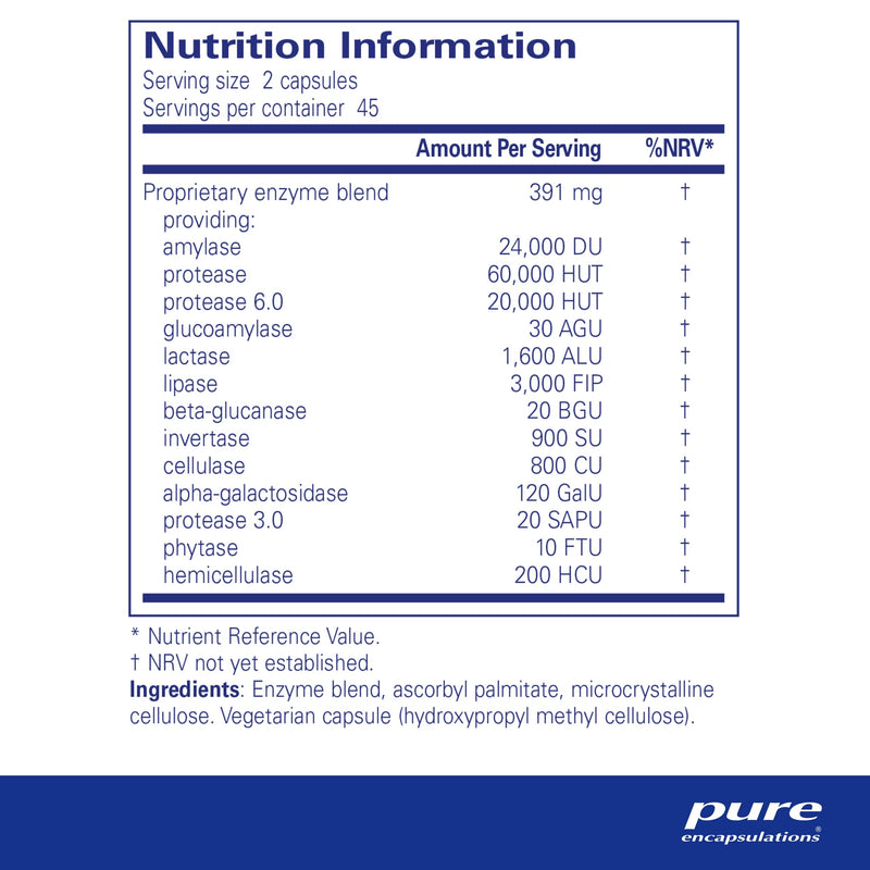 Pure Encapsulations - Digestive Enzymes Ultra - Broad Spectrum Vegetarian Digestive Enzymes - 90 Capsules - BeesActive Australia