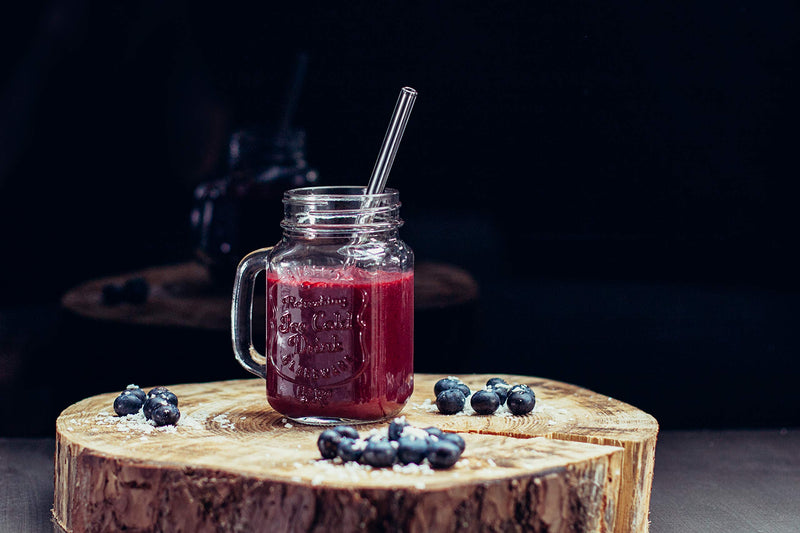 Halm Glass Straws - 6x Reusable 8 inch Drinking Straws clear + Plastic-Free Cleaning Brush - Made in Germany - Dishwasher Safe - Straight - Perfect for Smoothies, Cocktails - BeesActive Australia