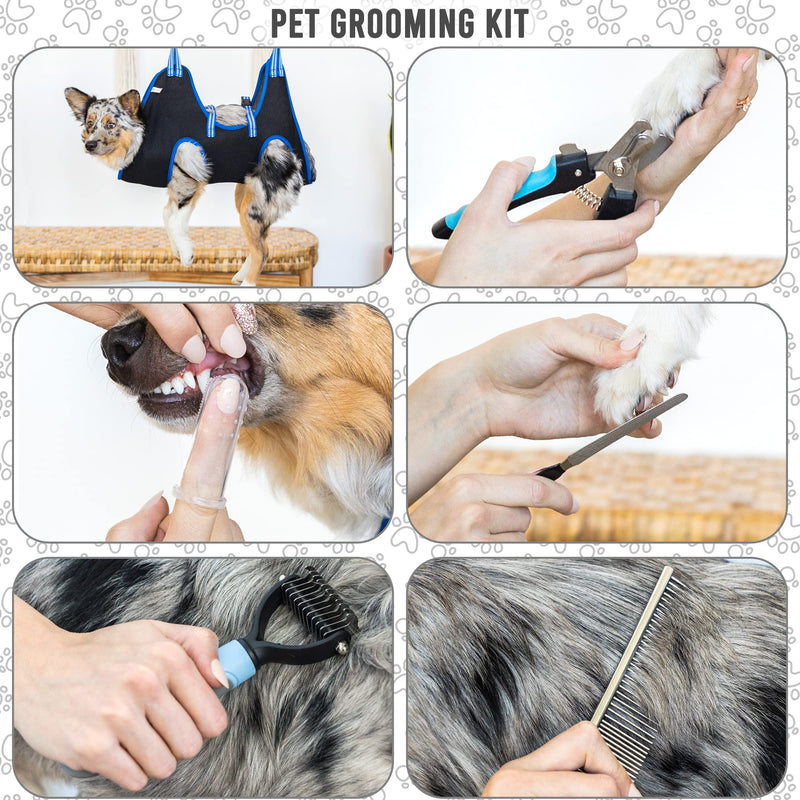 Cat and Dog Grooming Hammock - DIY Dog Grooming Supplies with Dog Sling Pet Grooming Harness, Nail File, Comb, and Dog Nail Trimmers - Bundled Grooming Kit for Small to Large Pets - BeesActive Australia