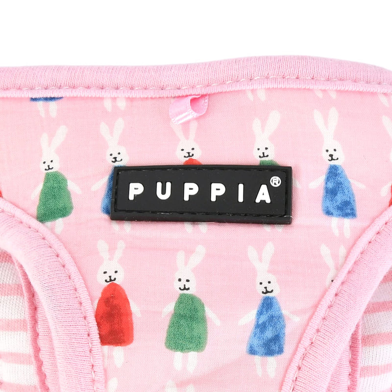 Puppia Mollie Vest Dog Harness No-Choke Step-In Harness Cute Bunny Pattern Buckle & Hook-and-loop Fastener Small PINK - BeesActive Australia