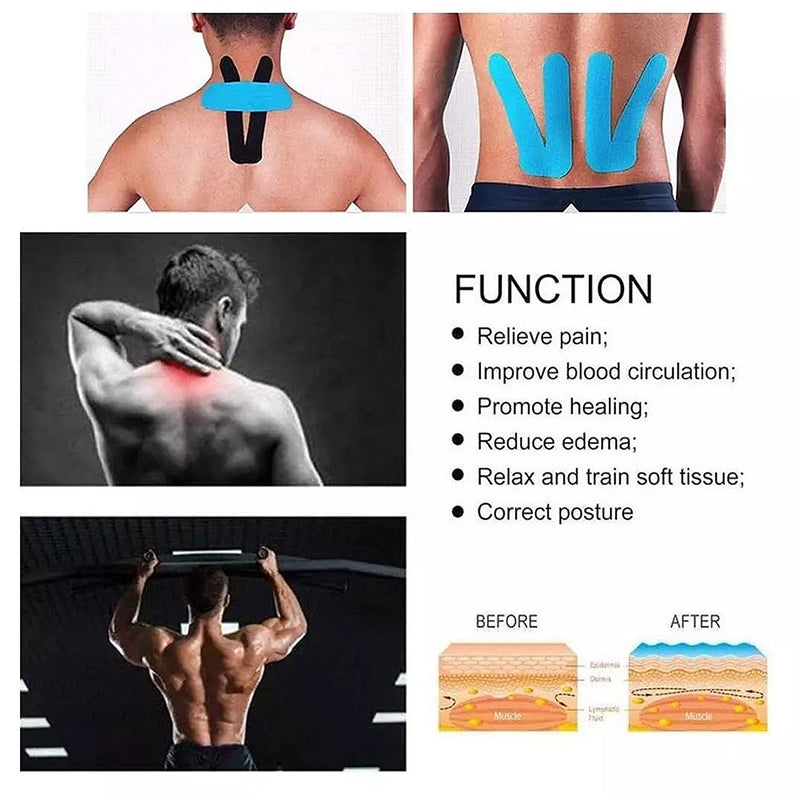 Lenacou Kinesiology Tape (4"x16.4 ft) Extra Roll Wide, Reduces Pain, Made of A High-Grade Water-Resistant Material Preferred by Athletes, Helps Prepare Muscles for Retraining (Black) Black - BeesActive Australia