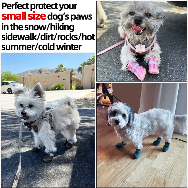 Dog Booties Breathable Dog Walking Shoes Dog Boot for Small Medium Dogs, Puppy Shoes for Hot Pavement 4PCS #2 (width 1.29 inch) for 6.6-11.0 lbs Black-Breathable - BeesActive Australia