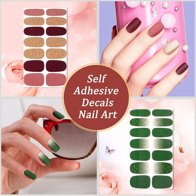 420 Pieces 30 Sheets Nail Polish Wraps Stickers Adhesive Nail Stickers with 10 Pieces Nail Files, DIY Nail Art Decoration Stickers Manicure Accessories for Women Girls Kids - BeesActive Australia