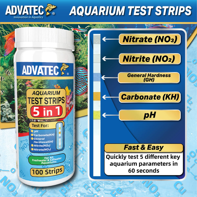 5 in 1 Aquarium Test Strips - for Fresh/Salt Water Aquariums, Lab Grade, Measure pH, Carbonate, General Hardness, Nitrite and Nitrate, for Professional Or Home Use - Fast & Accurate (25 Count) 25 Count - BeesActive Australia