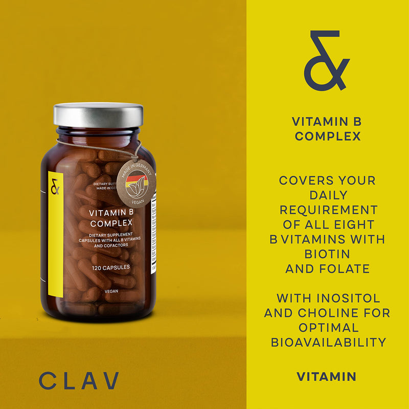 Vitamin B Complex Vegan Certified | High Strength - All 8 B Vitamins + Co-Factors | 120 Capsules for 120 Days | Vit B1, B2, B3, B5, B6, B12, Biotin & Folic Acid + Myo-Inositol + Choline | High Potency - BeesActive Australia