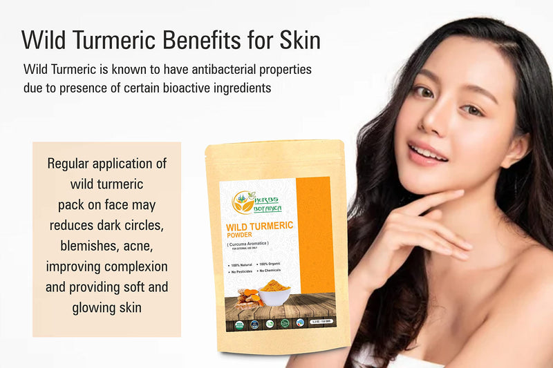 Herbs Botanica Wild Turmeric Powder For Face Reduces Acne, Face Mask, Dark Spots, Hyperpigmentation, Smooth Skin, Kasturi Manjal, Kasturi Turmeric, Aromatic Turmeric 150 Gms / 5.30 Oz - BeesActive Australia