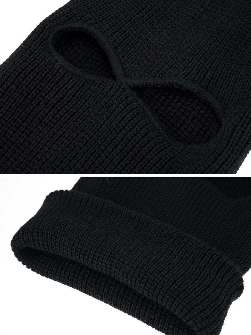 SATINIOR 2-Hole Knitted Full Face Cover Ski Neck Gaiter, Winter Balaclava Warm Knit Beanie for Outdoor Sports Black Medium - BeesActive Australia