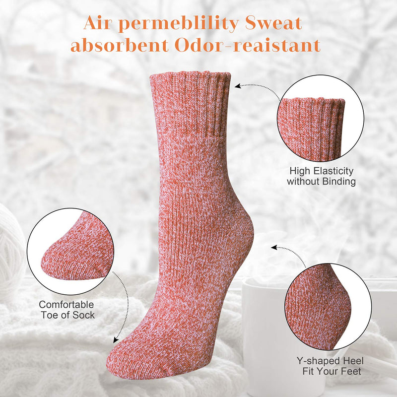 Womens Wool Socks, 5 Pairs Vintage Thick Knit Winter Warm Socks for Women Men Gifts Blue Green - BeesActive Australia