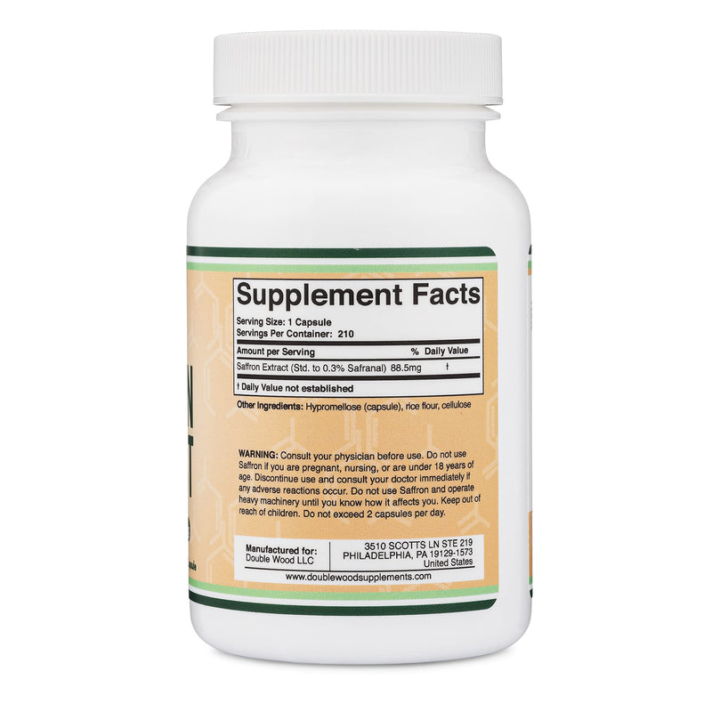 Saffron Supplement for Focus - Saffron Extract 88.5mg Vegan Capsules (210 Count) Minor Appetite Suppressant for Healthy Weight Management (Supports Eye, Retina, and Lens Health) by Double Wood - BeesActive Australia