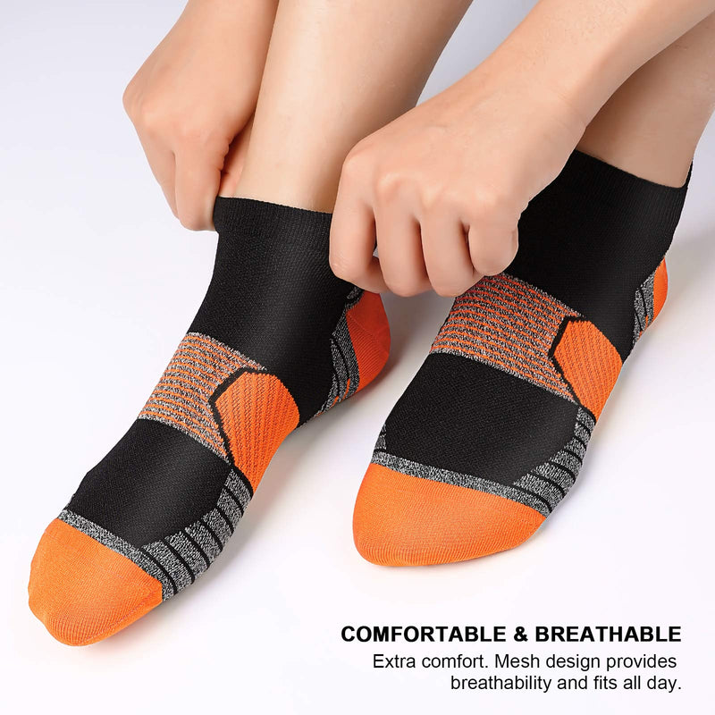 PAPLUS Compression Running Socks Women (6 Pairs), Ankle Athletic Socks Low Cut with Arch Support Mix of Colors(6 Pairs) Small-Medium - BeesActive Australia