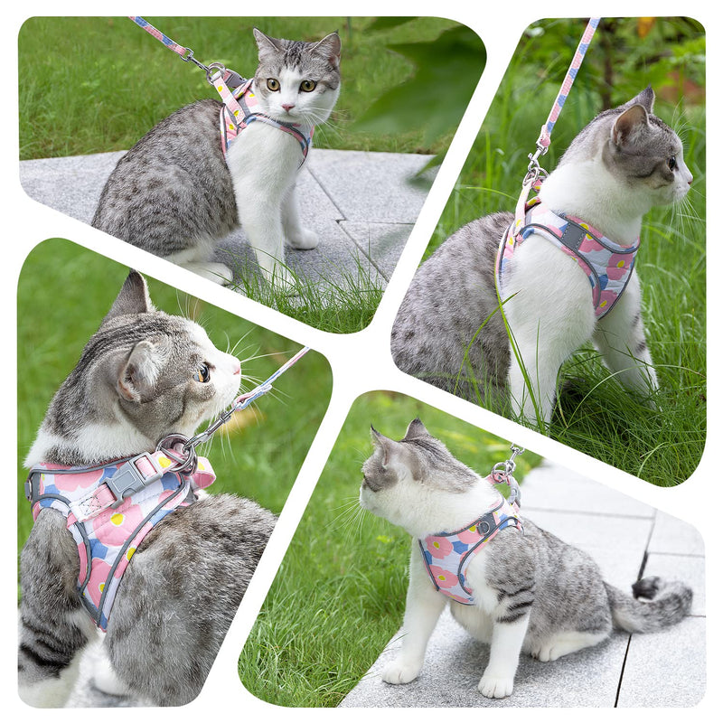 Lukovee Cat Harness and Leash for Walking, Adjustable Escape Proof Vest Harness for Kitten with Reflective Strips Lightweight Step-in Jacket for Cats Puppy Small Pet Traveling Hiking XXS ( Chest 11.0'' ~ 12.2'') A- Pink - BeesActive Australia