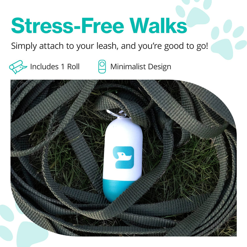PawPail - Dog Poop Bag Holder for Leash, Durable Dog Waste Bag Dispenser With Sturdy Leash Clip, Portable Doggy Poop Bags Holder for Pet Waste, With 1 Roll of 15 PawBag Extra Large Poop Bags for Dogs - BeesActive Australia