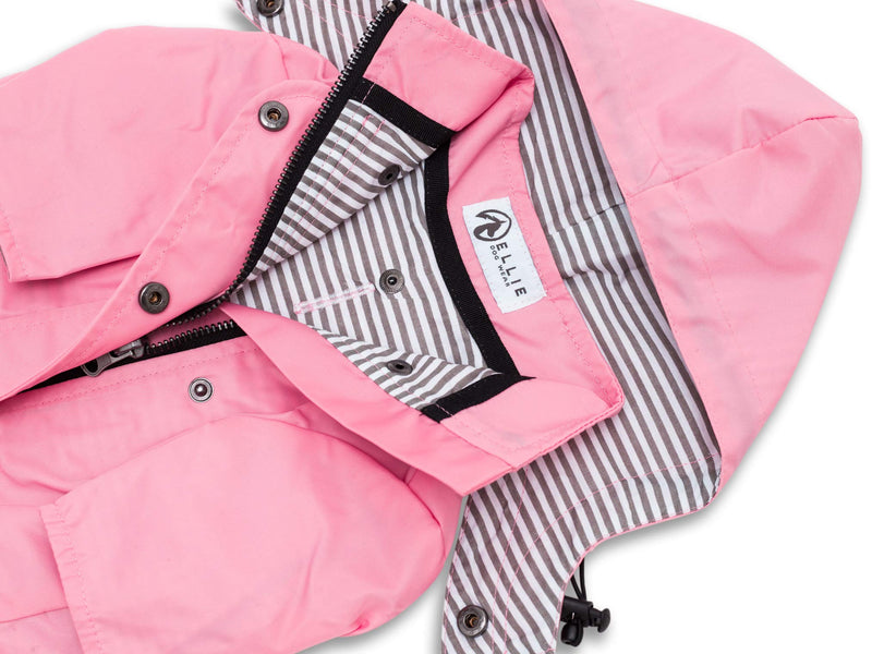 Ellie Dog Wear Zip Up Dog Raincoat Pink with Reflective Buttons, Pockets, Water Resistant, Adjustable Drawstring, Removable Hoodie - Size XS to XXL Available - Stylish Premium Dog Raincoats - BeesActive Australia