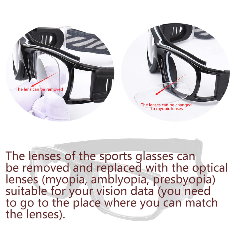 SooGree Sport Goggles Glasses Squash & Racquetball Goggles Basketball Glasses Adjustable Strap Resistant Impact Black - BeesActive Australia