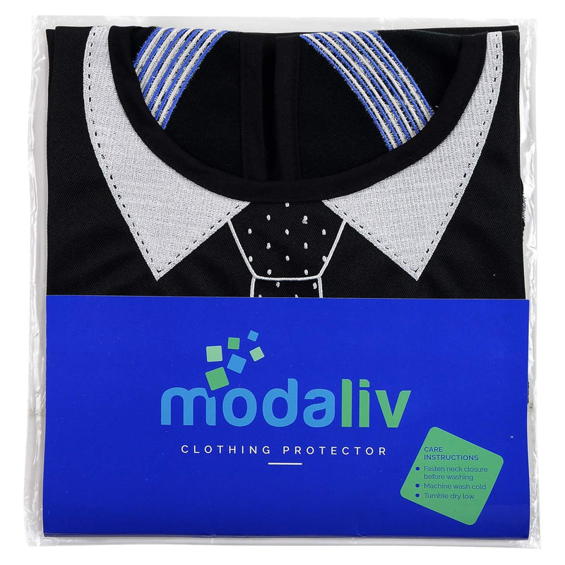 Modaliv Adult Bib for Men - Embroidered Waterproof Clothing Protector with Crumb Catcher - Reusable - Machine Washable (Tie and Suspenders) - BeesActive Australia