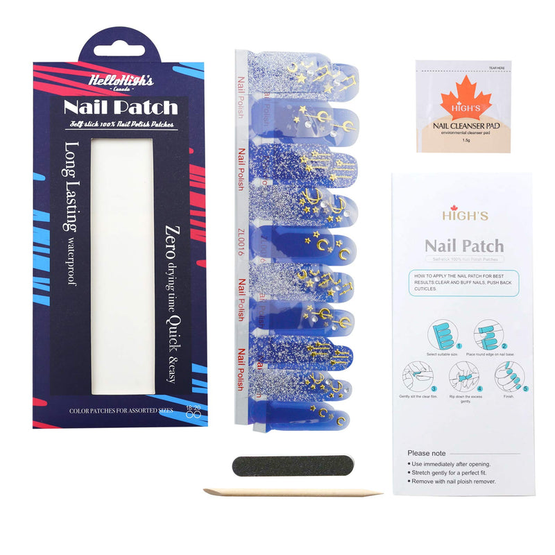 HIGH'S 20pcs Nail Stickers Nail Polish Stickers Strips Full Wraps Nail Art Adhesive Decals with Diamond Nail Art Designs for Women Girls(Neptune) Neptune - BeesActive Australia