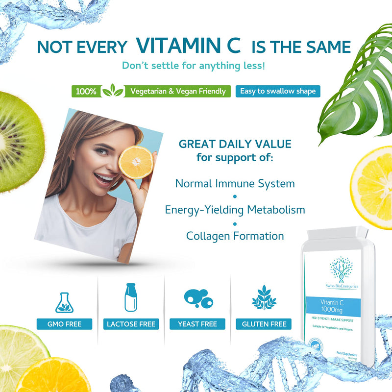Vitamin C 1000mg 120 Tablets � High Strength Immune Support contributes to The Reduction of Tiredness and Fatigue and to Normal Energy yielding Metabolism. � Exclusively Manufactured in The UK - BeesActive Australia