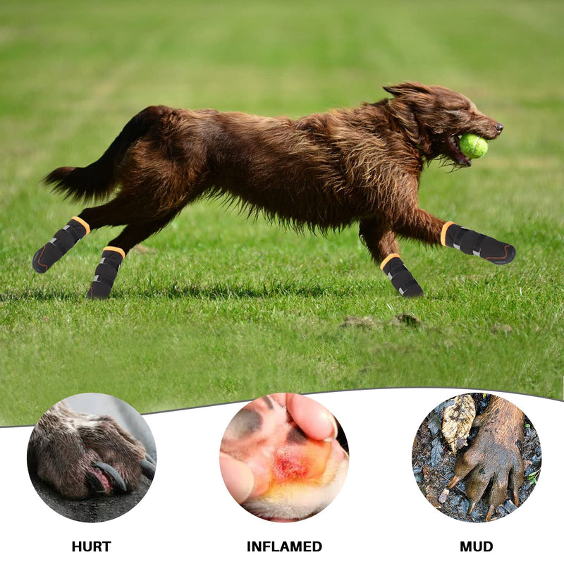 Warm Dog Boots Winter Beacon Pet Dog Shoes, Fleece Lined Dog Shoes with Drawstring, Dog Snow Boots Anti-Slip Rugged Sole - Reflective Dog Booties for Small Medium Large Dogs Orange #8 - BeesActive Australia