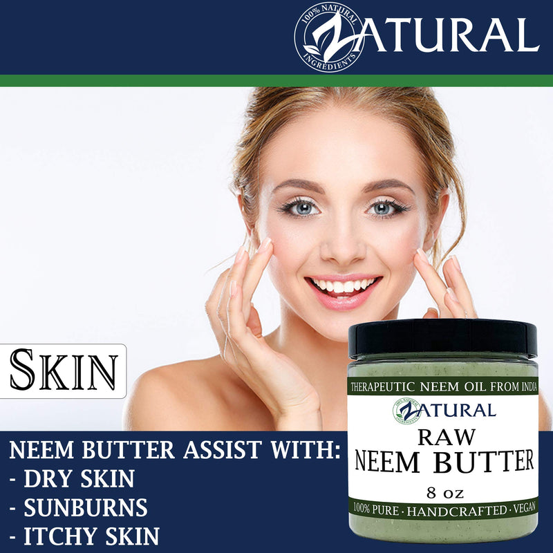 Naked Neem Organic Neem Butter with Organic Neem Oil, Extract and Leaf Calm Sensitive Skin, Itchy Skin and More Handcrafted in Small Batches, 8 oz. 8 Ounce (Pack of 1) - BeesActive Australia