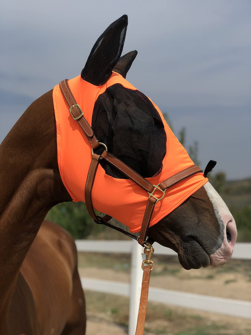 TGW RIDING Super Comfort Horse Fly Mask Elasticity Fly Mask with Ears We only Make Products That Horses Like Orange Medium - BeesActive Australia