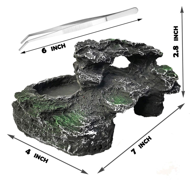 Basking Platform for Turtles, 7" Reptile Resting Terrace, Resin Turtle Ramp Climb Stone, Landscape Decorative Habitat for Reptiles, Fish, Amphibians - BeesActive Australia