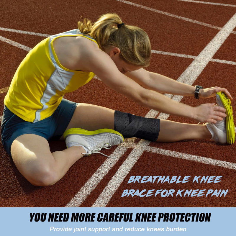 CURELIX [New 2023] Knee Brace with Side Stabilizers, Adjustable Knee Support with Patella Gel Pad & Shin Pad for Meniscus Tear Pain Relief MCL ACL Arthritis Injuries Recovery (JP6-B-XL) Black X-Large - BeesActive Australia