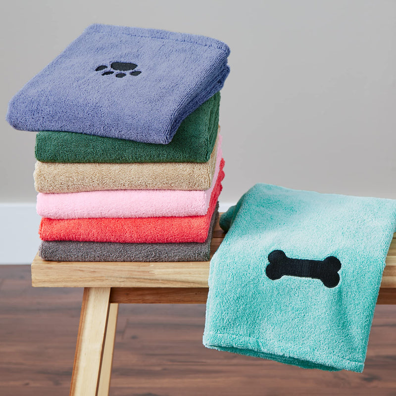 Bone Dry Pet Grooming Towel Collection Absorbent Microfiber X-Large, 41x23.5", Embroidered Gray 41x23.5" - BeesActive Australia