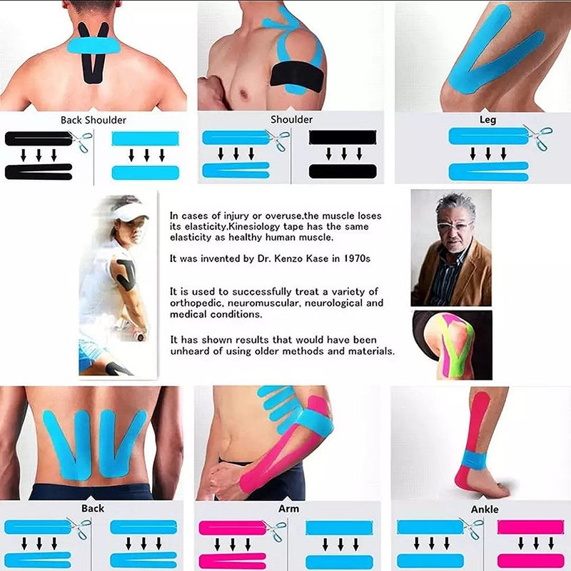 Lenacou Kinesiology Tape (4"x16.4 ft) Extra Roll Wide, Reduces Pain, Made of A High-Grade Water-Resistant Material Preferred by Athletes, Helps Prepare Muscles for Retraining (Black) Black - BeesActive Australia