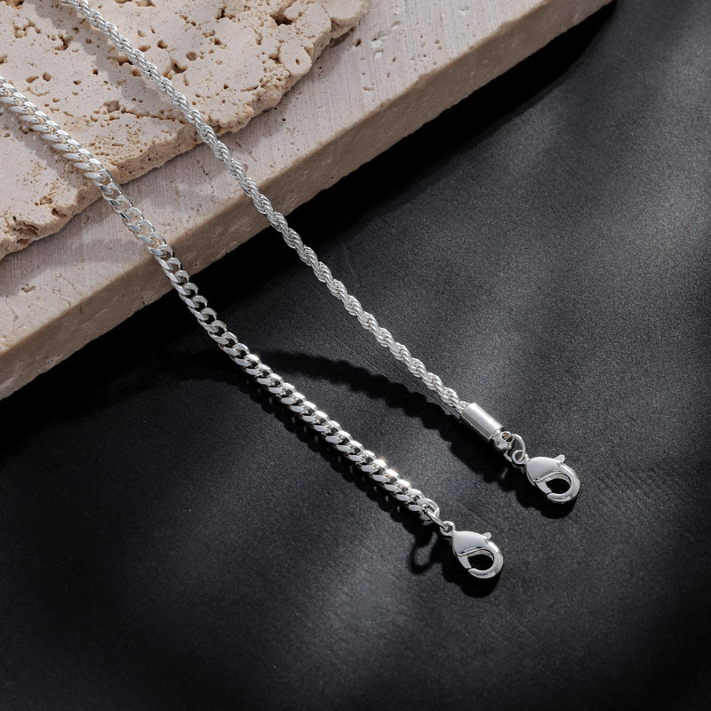 Poaiiu Silver/Gold Layered Chain Bracelets Sets for Men Women Sterling Silver Rope Figaro Cuban Link Chain Bracelets Set Men Jewelry Gifts for Dad Boyfriend Husband Rope Silver - BeesActive Australia