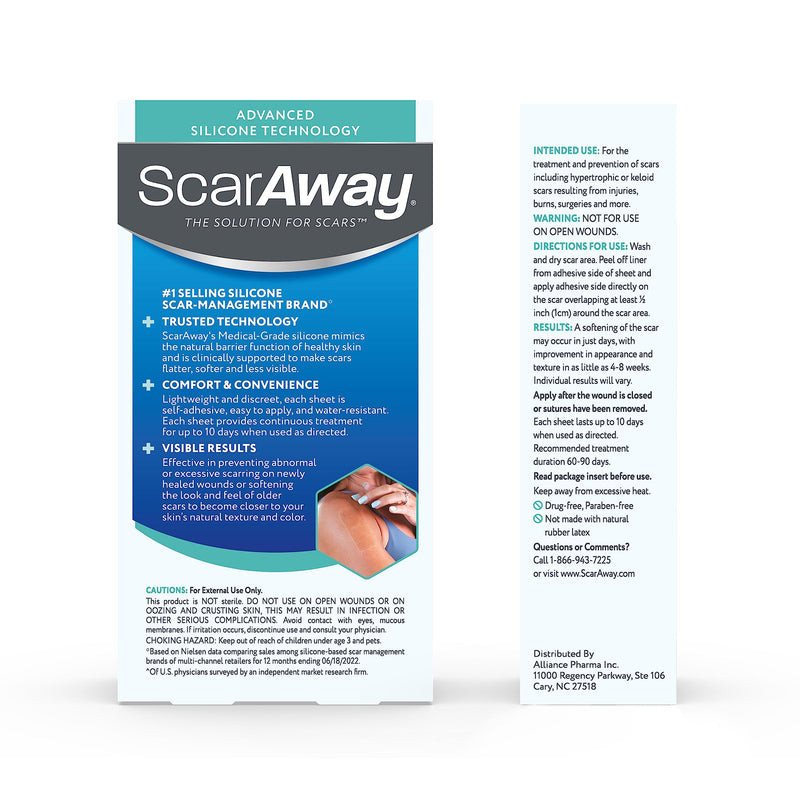 ScarAway Clear Silicone Scar Sheets, White, 10 Count 10 Count (Pack of 1) Clear Sheet - BeesActive Australia